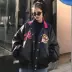 Harajuku couple tiger head da xe gắn máy áo khoác bf mùa đông thêu dày PU leather jacket nữ lỏng sinh viên Hàn Quốc triều Quần áo da