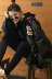Harajuku couple tiger head da xe gắn máy áo khoác bf mùa đông thêu dày PU leather jacket nữ lỏng sinh viên Hàn Quốc triều áo da lộn lót lông Quần áo da
