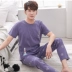 Mùa hè thanh niên cotton đồ ngủ nam ngắn tay quần Hàn Quốc thanh niên có thể mặc junior học sinh trung học dịch vụ nhà phù hợp với