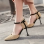 2018 Châu Âu và Hoa Kỳ mùa hè mới đi làm chuyên nghiệp Giày đơn Baotou khóa khóa dép cao gót nữ đẹp với giày nữ hoang dã sandal nữ bitis