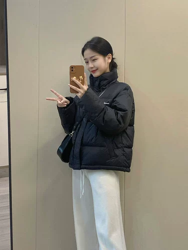 Черный короткий зимний пуховик с пухом, куртка, 2023, подходит для подростков, в корейском стиле, увеличенная толщина