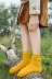 Vớ nữ mùa thu và mùa đông của vớ Hàn Quốc cotton rắn màu sọc sọc retro Sen ngắn ủng trong vớ ống tất trắng Vớ mắt cá chân