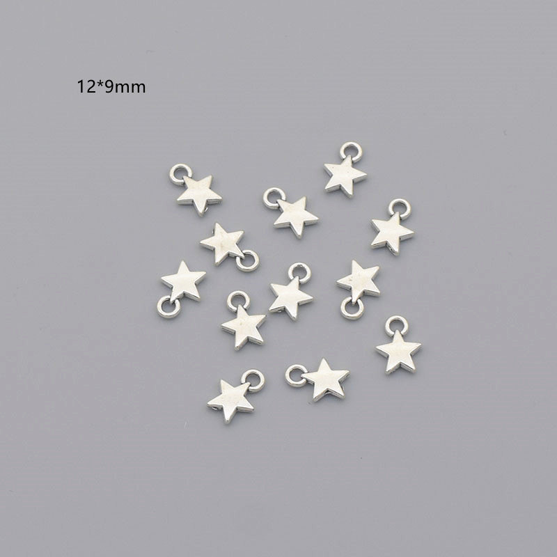 One Small Five Pointed StarDIY ornaments parts alloy Retro Ancient silver smiling face Spoon scissors self-control Necklace Earrings Pendants Pendant