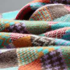 Свитер мужской 100%纯羊绒衫男秋冬新款圆领撞色青年加厚格子毛衣宽松羊毛针织衫