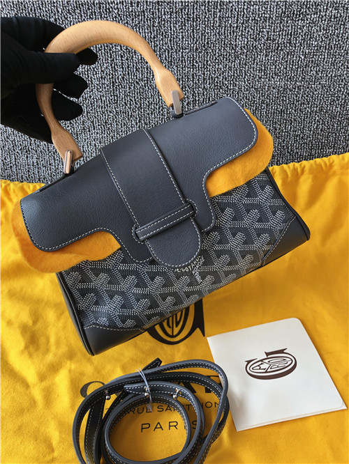 Used authentic Goyard Goya Saigon bag mini wood handle light gray shoulder bag idler