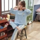 Bộ đồ ngủ nữ mùa xuân và mùa thu phiên bản Hàn Quốc của quần dài tay dễ thương tươi mới mùa thu và mùa đông thời trang giản dị phục vụ nhà phù hợp với phụ nữ - Nam giới