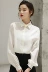 Xuân 2019 phiên bản mới của Hàn Quốc của ve áo lồng đèn màu rắn thời trang áo sơ mi hoang dã nữ khí chất áo dài tay nữ - Áo sơ mi dài tay Áo sơ mi dài tay