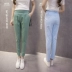 18 mùa xuân và mùa thu mới bông và vải lanh chín quần lỏng cao eo Hàn Quốc phiên bản của quần của phụ nữ quần âu chân quần linen ha