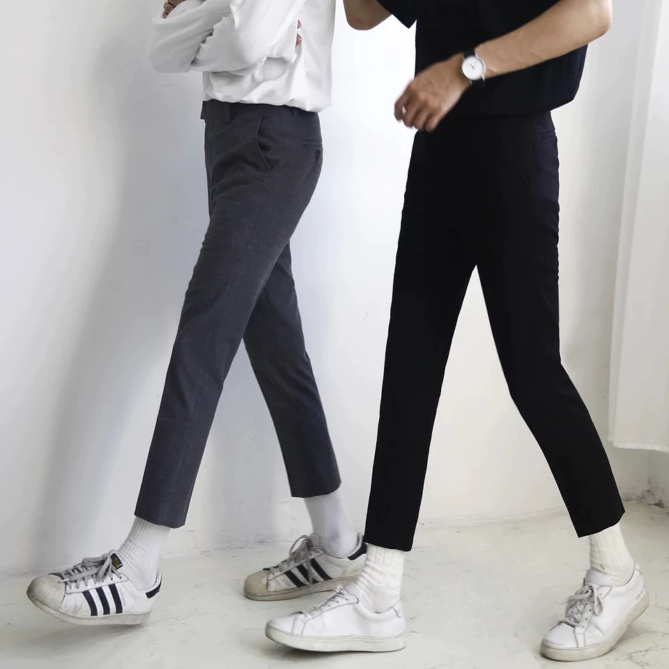 Mùa xuân và mùa thu mới quần nam màu rắn Phiên bản Hàn Quốc của doanh nghiệp tự canh tác giản dị chuyên nghiệp chính thức mặc quần không phù hợp với nam quần sắt - Suit phù hợp