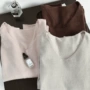 Tinh khiết giả cashmere cổ chữ V mùa thu lỏng mỏng phần mỏng màu nền nhẹ nhàng bên trong thiết lập chạm đáy áo thun đan áo cardigan nữ hàn quốc