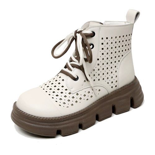 Martens, белые тонкие дышащие туфли для кожаной обуви, высокие короткие сапоги на платформе, коллекция 2023, из натуральной кожи, большой размер