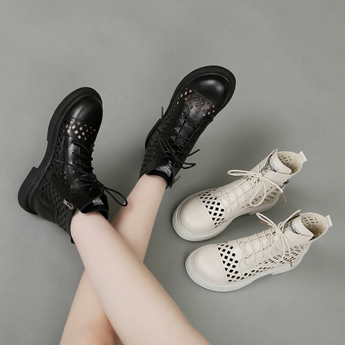 Martens, тонкие дышащие туфли для кожаной обуви, сандалии, короткие сапоги, из натуральной кожи, коллекция 2023, большой размер