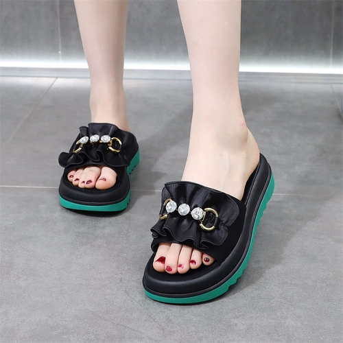 Тапочки, модные слайдеры на платформе, коллекция 2022, в корейском стиле, популярно в интернете