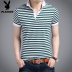 Playboy Summer Men Áo thun ngắn tay đứng Cổ áo Cotton Polo Áo sơ mi nam Slim Fit Hàn Quốc Nửa tay áo thun - Áo phông ngắn áo phông nam Áo phông ngắn