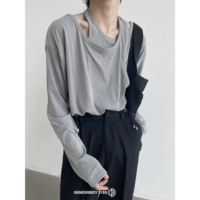 Genesisboy 7.28 00:00 Long -sleeved Men's Awumn's New Nice Design Double -Layer Fake Two T -Forts