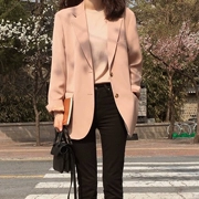 2018 mùa xuân và mùa thu mới thời trang Hàn Quốc casual chic nhỏ phù hợp với áo khoác nữ tính khí ins hồng phù hợp với phần mỏng