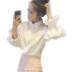 Mùa thu nữ phiên bản Hàn Quốc của thời đại học gió phồng tay áo sơ mi trắng học sinh lỏng áo sơ mi dài tay hoang dã áo sơ mi nữ tay dài form rộng Áo sơ mi