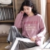 Bộ đồ ngủ nữ mùa xuân và mùa thu cotton dài tay Hàn Quốc mỏng hai mảnh phù hợp với học sinh dễ thương mặc quần áo ở nhà mùa đông - Giống cái