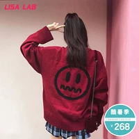 LISA đất nước triều BEASTER 17FW demon face nhăn mặt Phạn áo len nam giới và phụ nữ các cặp vợ chồng áo thun áo len áo len đôi nam nữ