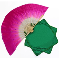 Настоящая шелковая роза красный вентилятор+зеленый зеленый полотенце с семиуровя