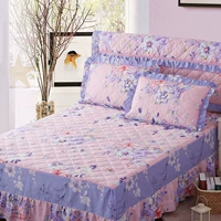 Bông đệm đơn mảnh chăn bông trải giường bao gồm bốn bộ 1,51,8 m cotton trải giường - Váy Petti ga giường viền ren