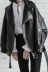 Vành đai dài tay áo khoác da Hàn Quốc phiên bản của mùa xuân và mùa thu mới lỏng kích thước lớn hoang dã áo khoác xe gắn máy áo triều áo khoác da nữ xịn Quần áo da