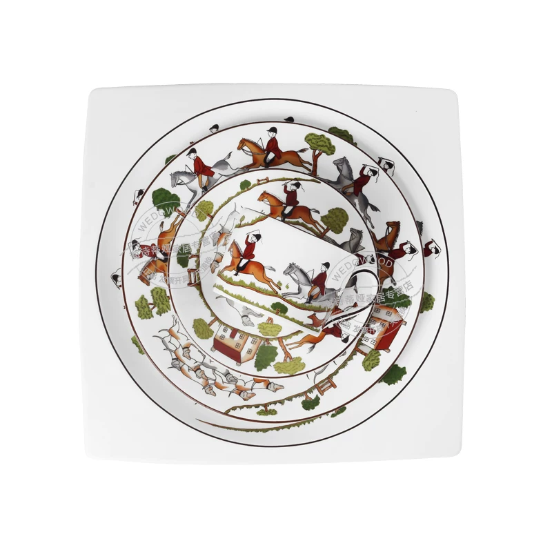 Wedgwood Woodwood Hunting Scene Hunting Series 27CM bone porcelain flat disk