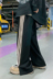 Leman Jin Jun Quần âu Nam Hàn Quốc Sinh viên hợp thời trang Quần ống rộng Hip Hop Quần sọc phản quang - Quần mỏng