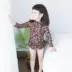Phiên bản Hàn Quốc của quần áo trẻ em gái mới nấm ngọt ngào ren trẻ em bikini dài tay chống nắng áo tắm da báo - Bộ đồ bơi của Kid
