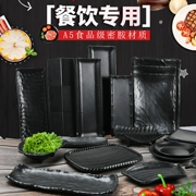 Melamine cửa hàng thịt nướng tấm đặc biệt hình chữ nhật màu đen sáng tạo tấm nhựa món ăn nồi lẩu bộ đồ ăn tấm thương mại - Đồ ăn tối