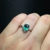 Nhẫn rò rỉ tự nhiên màu xanh lá cây Topaz 925 Bạc khảm nhẫn pha lê xanh mặt - Nhẫn