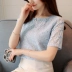Áo sơ mi ren tay ngắn nữ 2018 hè mới Hàn Quốc nữ cổ áo từ voan trắng tinh khiết áo sơ mi nữ - Áo sơ mi chiffon ren