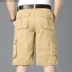 Quần short nhiều túi quần nam mùa hè cộng với size quần âu trẻ trung và quần trung niên Quần 7 điểm quần ống rộng nam - Quần làm việc