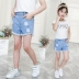 Cô gái quần short denim 2018 mùa hè mới Hàn Quốc phiên bản của thời trang cậu bé lớn lỗ cô gái phần mỏng quần trẻ em mặc