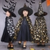 Trang phục Halloween trẻ em cos áo choàng ma thuật cho bé trai và bé gái, khăn choàng năm sao cha mẹ và con cái, áo choàng phù thủy người lớn