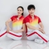 Trang phục thể thao mùa hè Jiamusi Square Dance Set Nữ trung niên nam ngắn tay áo thun đồng phục Trung Quốc Dream Group - Thể thao sau