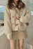 Phong cách Hàn Quốc ngọt ngào retro nút sừng cừu len dày phong cách đại học áo khoác cotton nữ mùa đông giảm tuổi áo khoác ngắn Xuống áo khoác