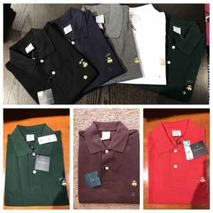 Booker Brothers Brooks Brothers Nam Ngắn Tay Áo Vàng Polo Áo Ve Áo Sọc Màu Rắn Mỹ Chính Hãng áo polo nam