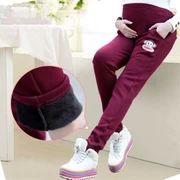 Quần bà bầu mùa thu đông 2018 Quần legging cotton mới mặc quần nâng bụng thông thường cộng với nhung dày nữ đã bị triều mỏng