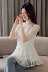 2019 áo khoác mới cho nữ mùa hè cổ tròn trắng đi lại rỗng áo dài Hàn Quốc ren ren phương Tây - Áo sơ mi chiffon ren