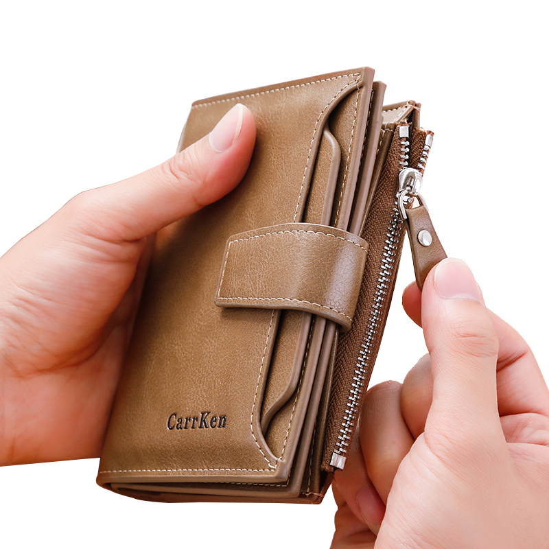 CarrKen/凯尔肯恩 男士 复古短款PU皮钱包 驾驶证卡包