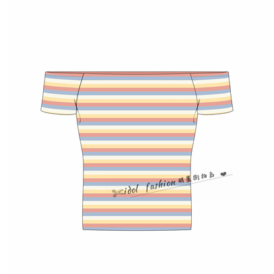 第二件0元明星同款条纹小飞象短袖