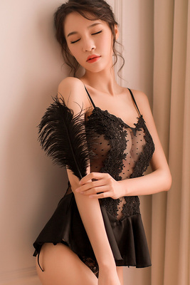 睡衣性感女士情趣透明骚短内衣秋冬透明内衣蕾丝吊带午夜魅力睡裙-淘宝网