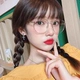Kính gọng kính đỏ phiên bản nữ Hàn Quốc mặt tròn kim loại mặt lớn là gương phẳng mỏng đồng bằng kính Yan Harajuku - Kính khung Kính khung