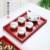 Trung Quốc khay hình chữ nhật bằng gỗ đặt đặc biệt kẹo đám cưới khay ăn nhẹ cốc đỏ chữ biểu tượng tùy chỉnh Khay gỗ