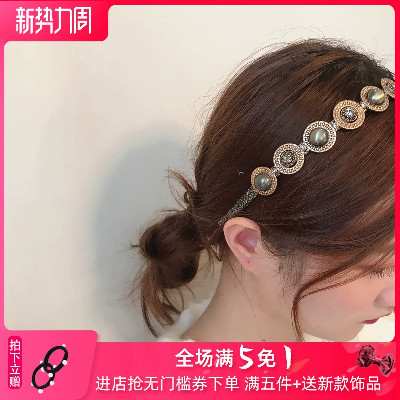 Hàn Quốc nhập khẩu khí công nghiệp nặng ngọt Séc khoan áp lực headband hoang dã chất lượng cao hợp kim rhinestone phụ kiện tóc headband - Phụ kiện tóc