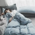 Màu sắc đôi chính tả đơn giản Giường châu Âu ba mảnh Bộ đồ giường bằng vải cotton 1,2m được giặt bằng vải cotton bốn miếng - Bộ đồ giường bốn mảnh