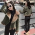 Phiên bản Hàn Quốc lông xù một chiếc áo khoác da lộn ngắn nữ mùa đông dày cộng với áo khoác nhung xe máy là áo mỏng