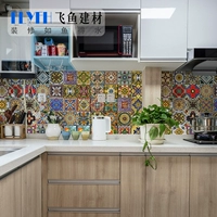 Маленькая плитка 100x100 Средиземноморская ретро кухонная туалетная стена кирпичная линия, угол, цветок северный