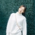 Áo len dệt kim mới của phụ nữ Hàn Quốc cổ tròn Áo sơ mi nhung mỏng nửa cổ cao ngắn áo len dày nữ phiên bản Hàn Quốc